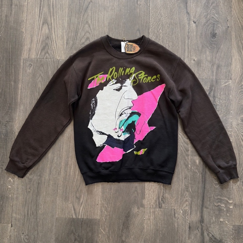 NWT MadeWorn Rolling Stones Love You Live Classic Crew Graphic Sweatshirt XS